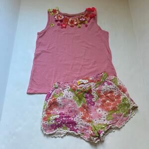 Mini Boden Pink Floral Tank Top & Floral Shorts Outfit